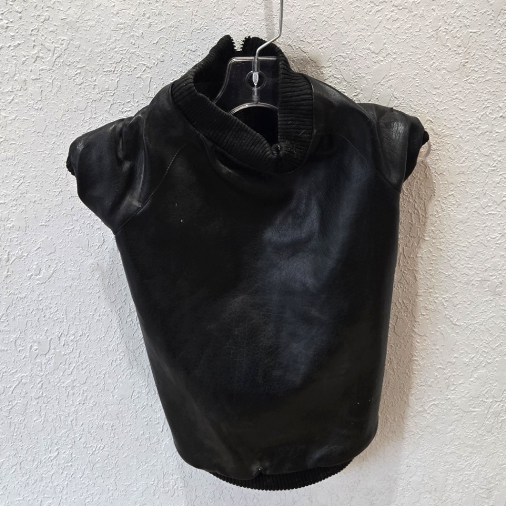 Dog Faux Leather Zip up Black Jacket Shirt